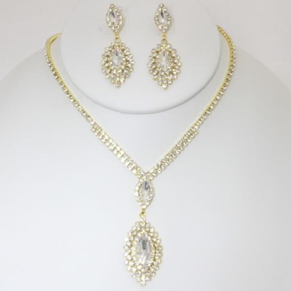CRYSTAL RHINESTONE NECKLACE EARRING SET