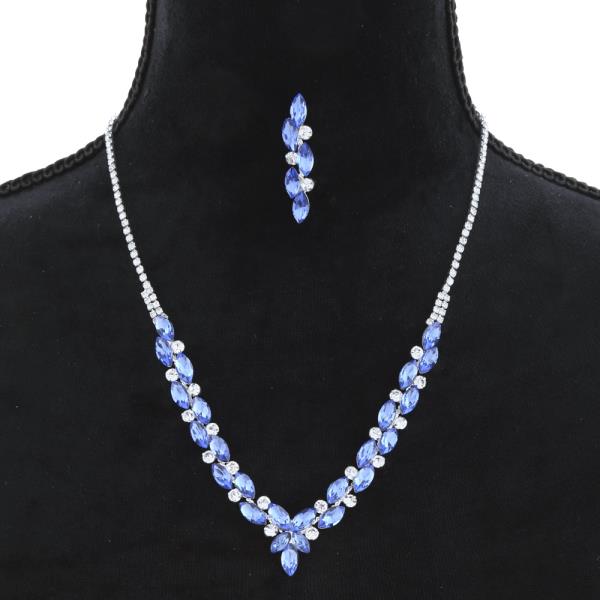 CRYSTAL STONE NECKLACE EARRING SET