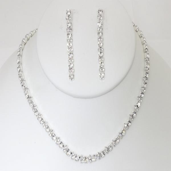 RHINESTONE NECKLACE EARRING SET