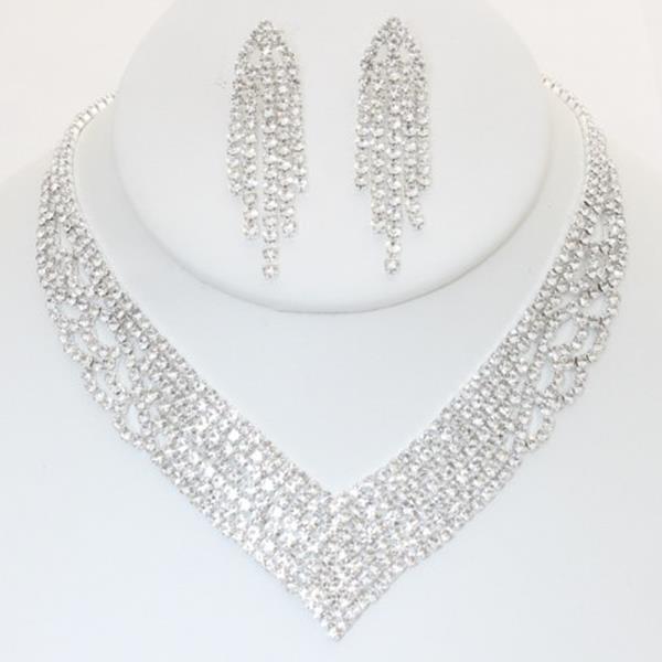 RHINESTONE NECKLACE AND EARRING SET