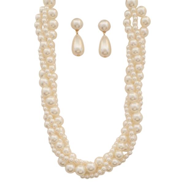 PEARL BEAD TWISTED NECKLACE