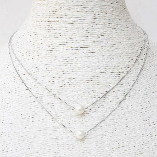 METAL CHAIN PEARL PENDANT NECKLACE