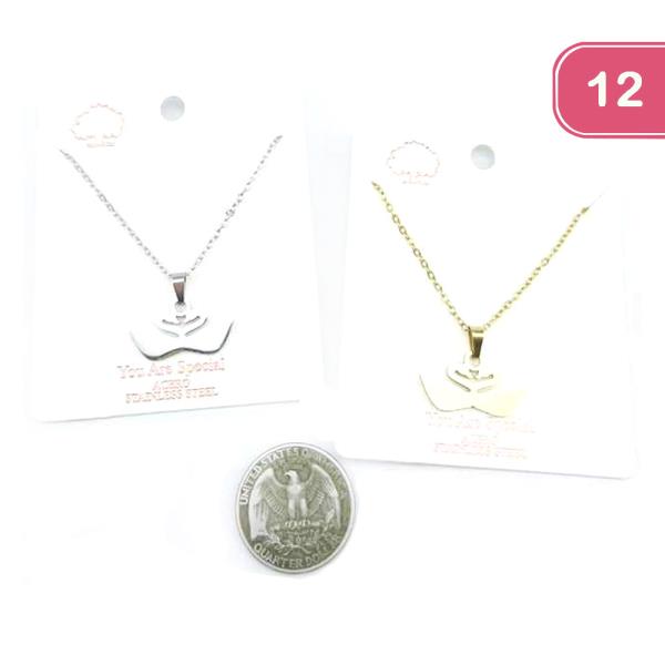FASHION SWANS STAINLESS STEEL PENDANT NECKLACE (12UNITS)