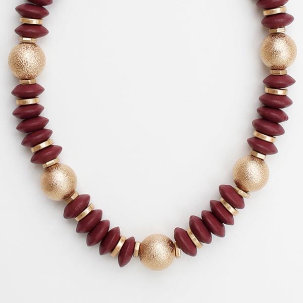 WOOD METAL BEAD NECKLACE