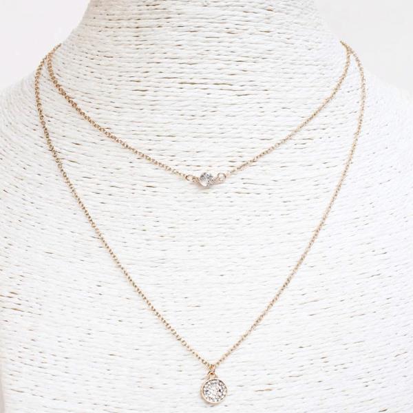 ROUND CRYSTAL LAYERED NECKLACE