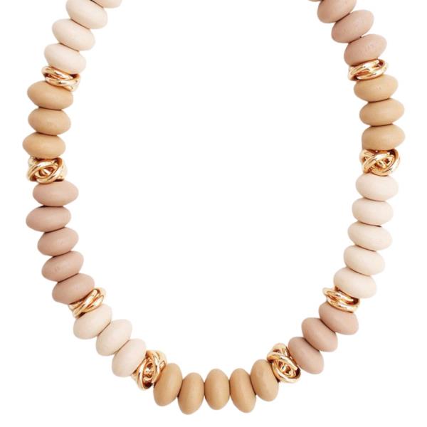 WOOD METAL BEAD NECKLACE