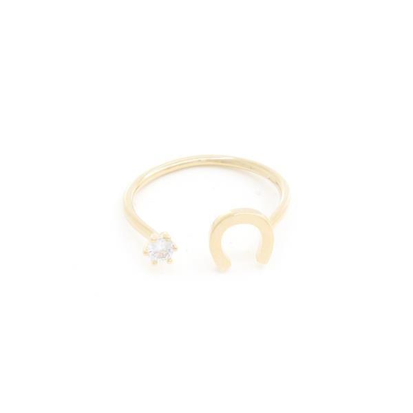 SODAJO HORSE SHOE CZ ADJUSTABLE GOLD DIPPED RING