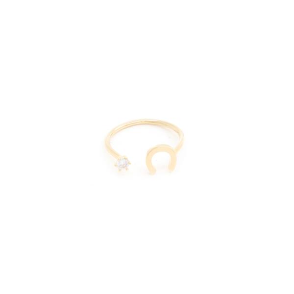 SODAJO HORSE SHOE CZ ADJUSTABLE GOLD DIPPED RING