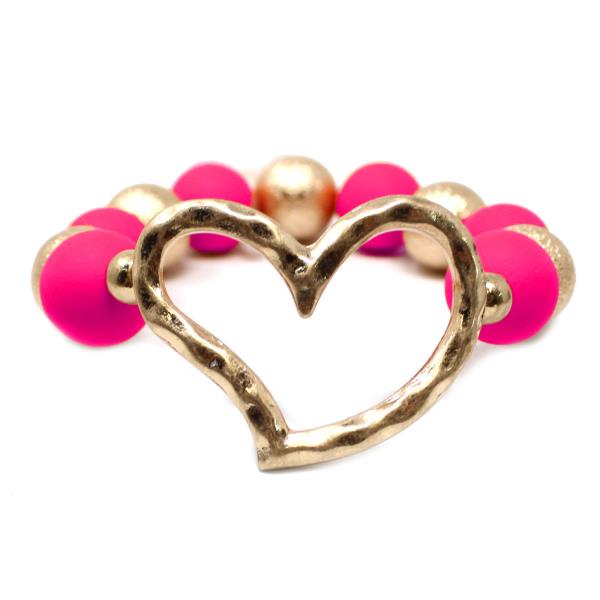 METAL COLOR BALL BEAD HEART BRACELET