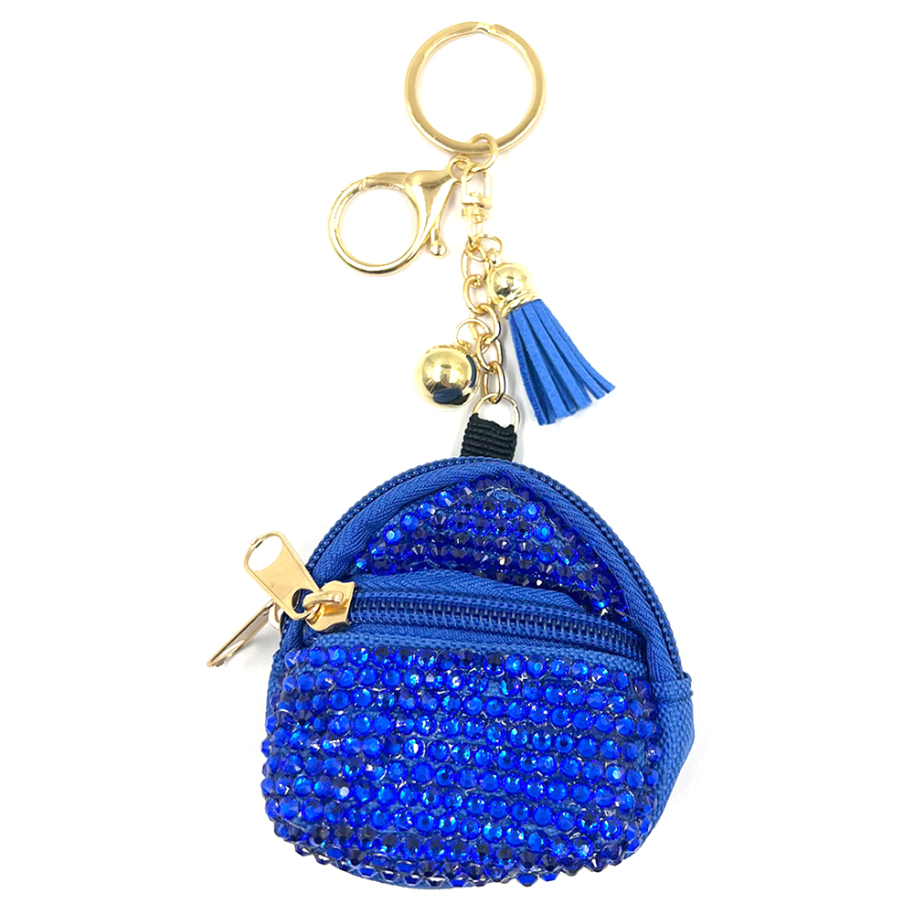 RHINESTONE BACKPACK COIN PURSE TASSEL KEYCHAIN