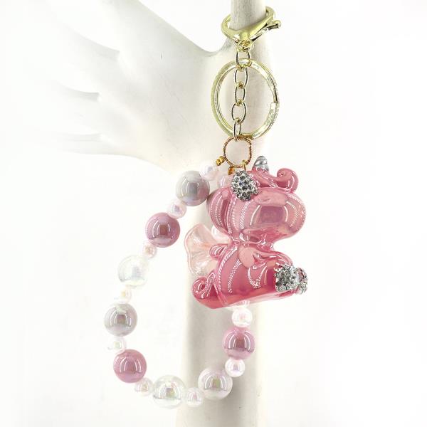 ROUND BRACELET BALL BEAD UNICORN KEYCHAIN