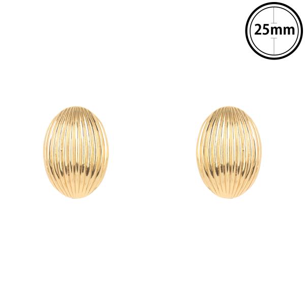 METAL TEXTURE POST OVAL EARRING