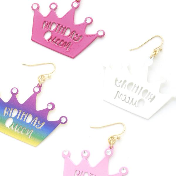 METAL AB COATING BIRTHDAY FISH HOOK EARRING