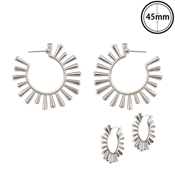 METAL SPIKE STONE HOOP EARRING