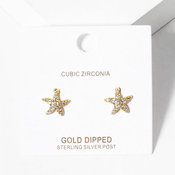 GOLD DIPPED CUBIC ZIRCONIA STAR STUD EARRING