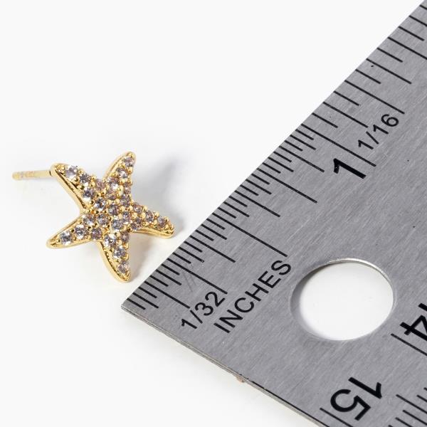 GOLD DIPPED CUBIC ZIRCONIA STAR EARRING