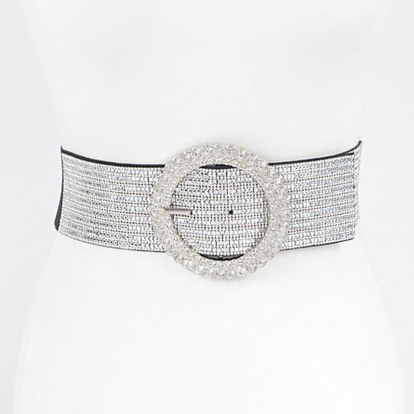 RHINESTONE BUCKLE ELASTIC BELT