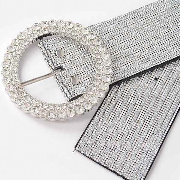 RHINESTONE BUCKLE ELASTIC BELT