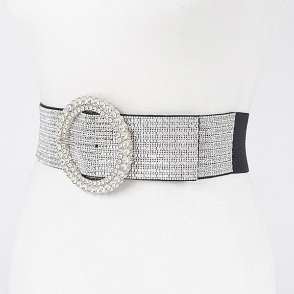 RHINESTONE BUCKLE ELASTIC BELT