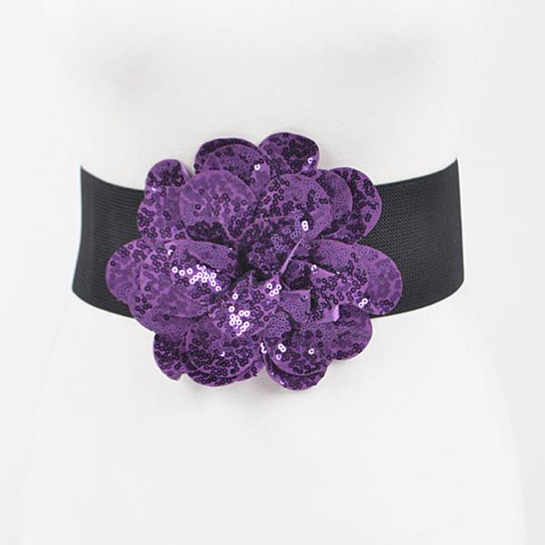 SEQUINS FLOWER ELASTIC BELT