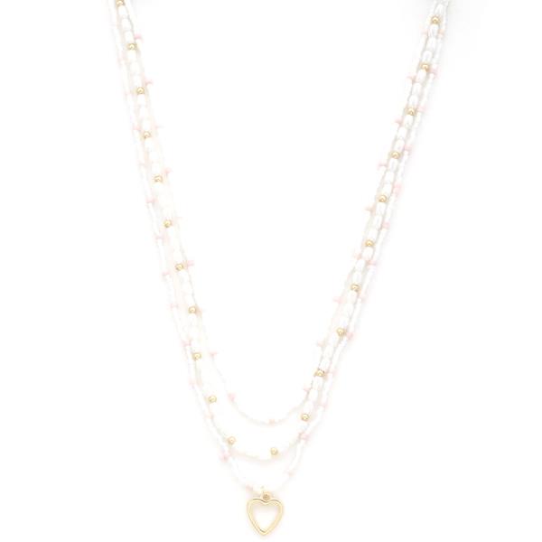 HEART BEADED LAYERED NECKLACE