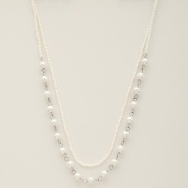 PEARL SEED BEAD LAYERED NECKLACE