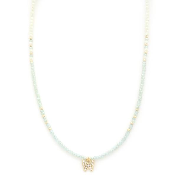 DAINTY BUTTERFLY CHARM BEADED NECKLACE
