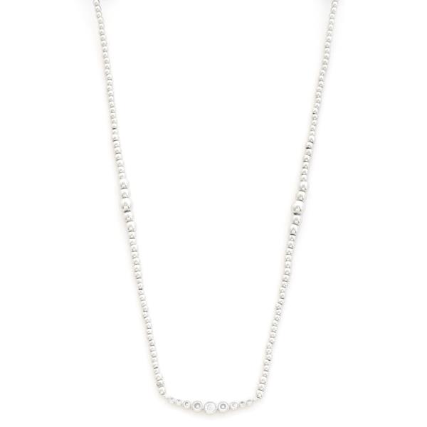 CZ BAR BRASS BEADED NECKLACE