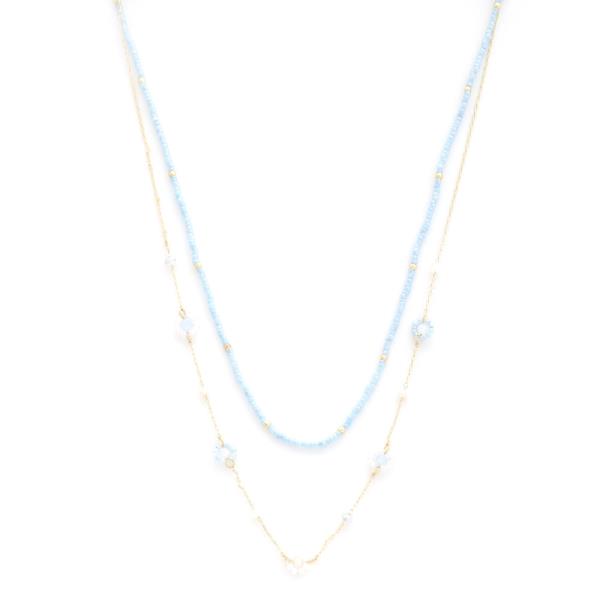 FLOWER STATION BEADED LAYERED NECKLACE