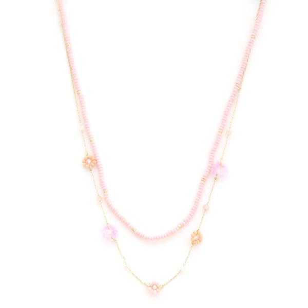 FLOWER STATION BEADED LAYERED NECKLACE