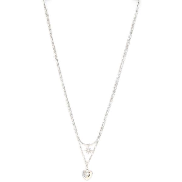 DAINTY HEART STAR CHARM LAYERED NECKLACE