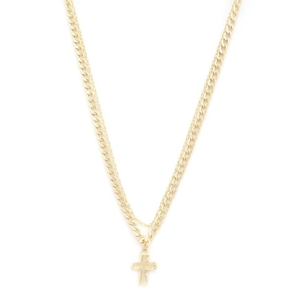 CROSS CURB LINK LAYERED NECKLACE