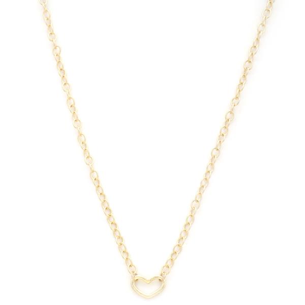CUT OUT HEART CHARM METAL NECKLACE