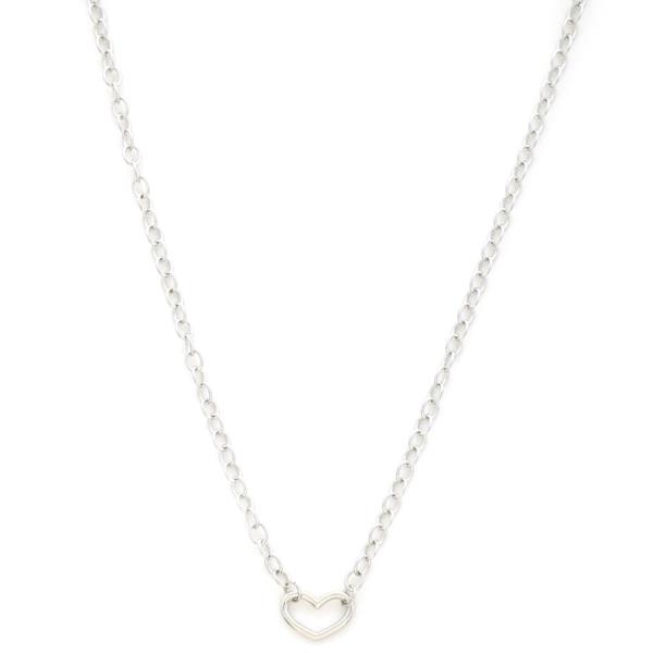 CUT OUT HEART CHARM METAL NECKLACE