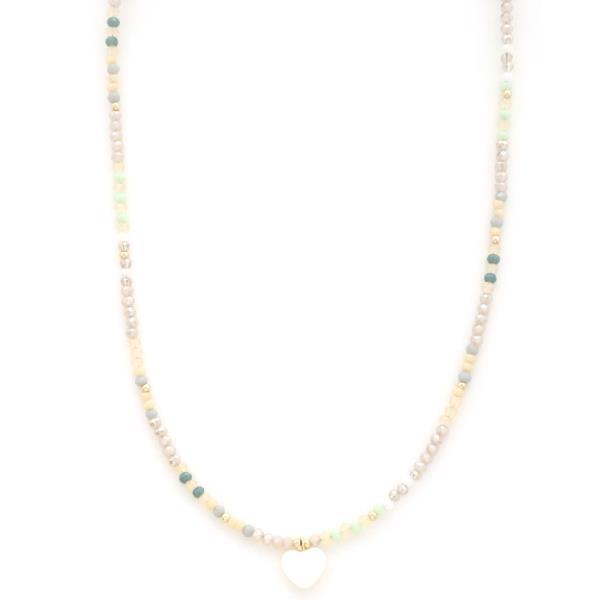 MOTHER OF PEARL HEART BEADED NECKLACE