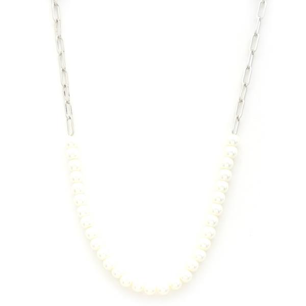 PEARL BEAD OVAL LINK NECKLACE