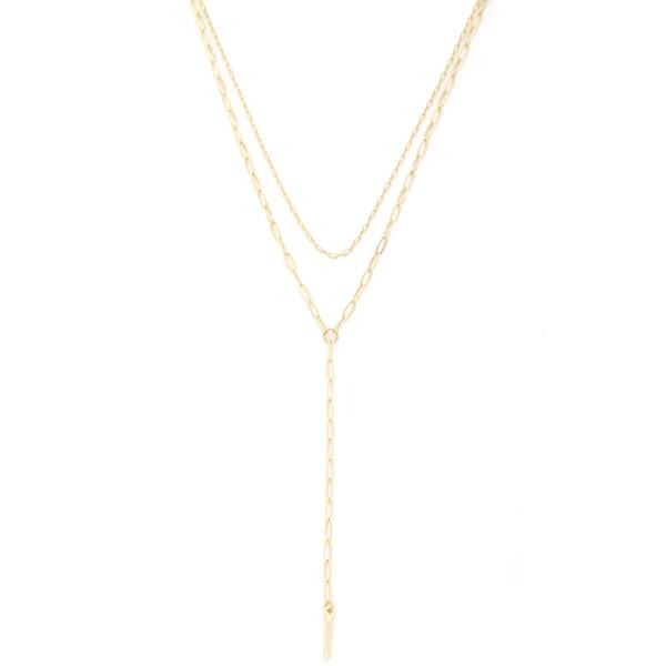 OVAL LINK Y SHAPE LAYERED NECKLACE