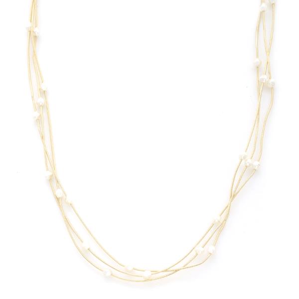 MULTI CHAIN PEARL STATION NECKLACE
