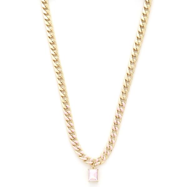 CRYSTAL CHAR CURB LINK NECKLACE