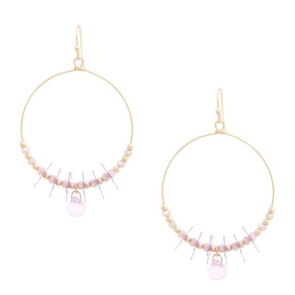 BEADED FLOWER SEQUIN DANGLE EARRING