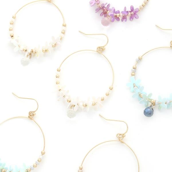BEADED FLOWER SEQUIN DANGLE EARRING