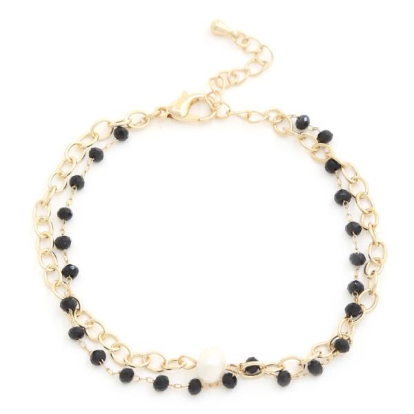 PEARL BEADED CIRCLE LINK BRACELET