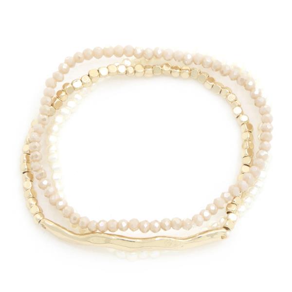 WAVY METAL BAR BEADED BRACELET SET