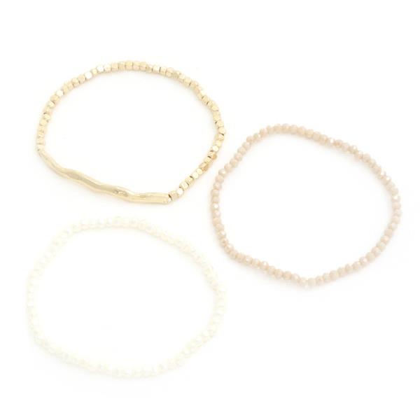 WAVY METAL BAR BEADED BRACELET SET