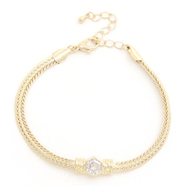 CRYSTAL WHEAT LINK METAL BRACELET