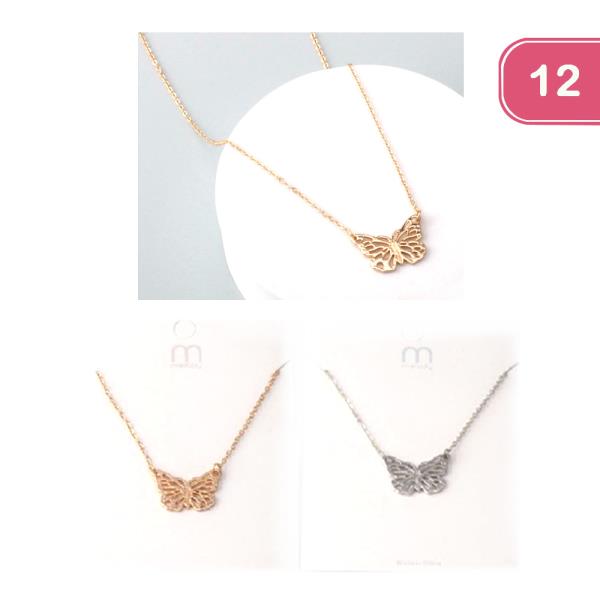 BUTTERFLY WINGS CHARM NECKLACE (12UNITS)