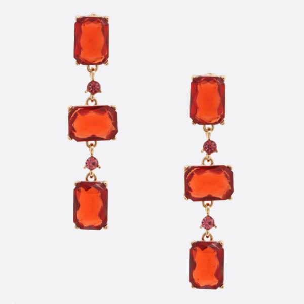 RECTANGLE RHINESTONE DANGLE EARRING