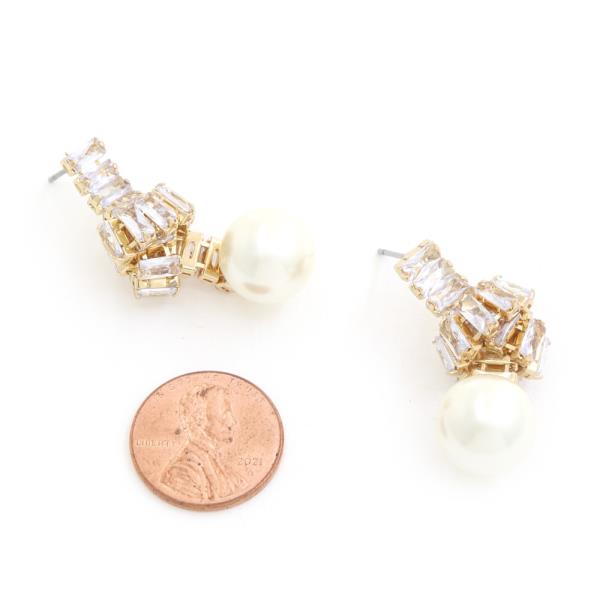 PEARL BEAD RHINESTONE EARRING