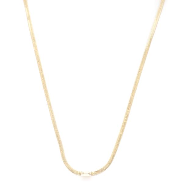 RECTANGLE CRYSTAL FLAT SNAKE CHAIN NECKLACE