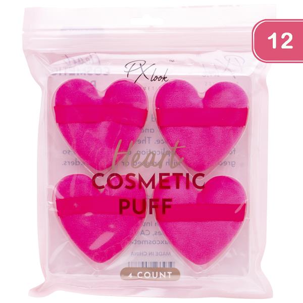 PX LOOK HEART COSMETIC PUFF 4 PC SET (12 UNITS)